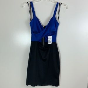 Forever 21 Cut Out Black and Blue Bodycon Dress